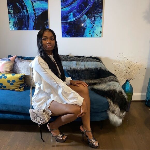 Jimmy Choo Python Leather Arrow Crossbody Bag - Picture 7 of 11